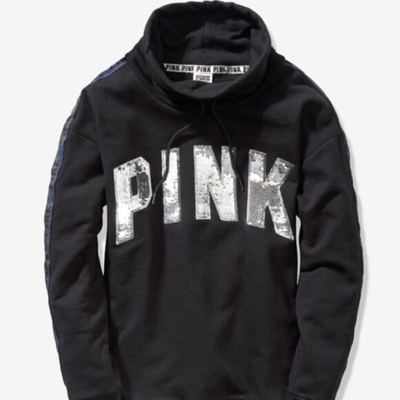 nwt y2k PINKSequin Bling Campus Cowl Neck Sweatshirt Pullover - Picture 13 of 13
